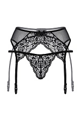 Пояс для чулок и стринги кружевные SoftLine Collection, черный, M/L