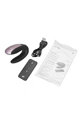 Стимулятор для пар Satisfyer Double Fun Connect App, с пультом ДУ, силикон, черный, 9 см