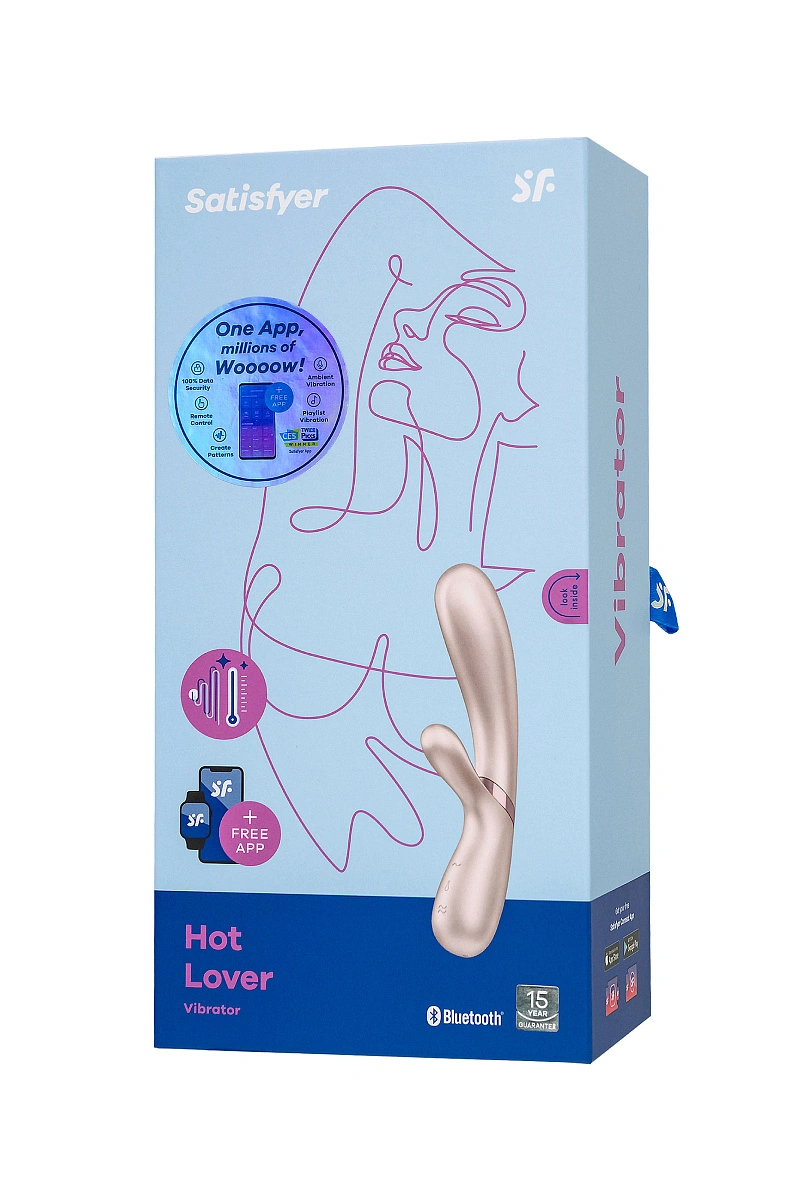 Вибратор Satisfyer Hot Lover Connect App с клиторальным стимулятором, золотистый, 20,4 см