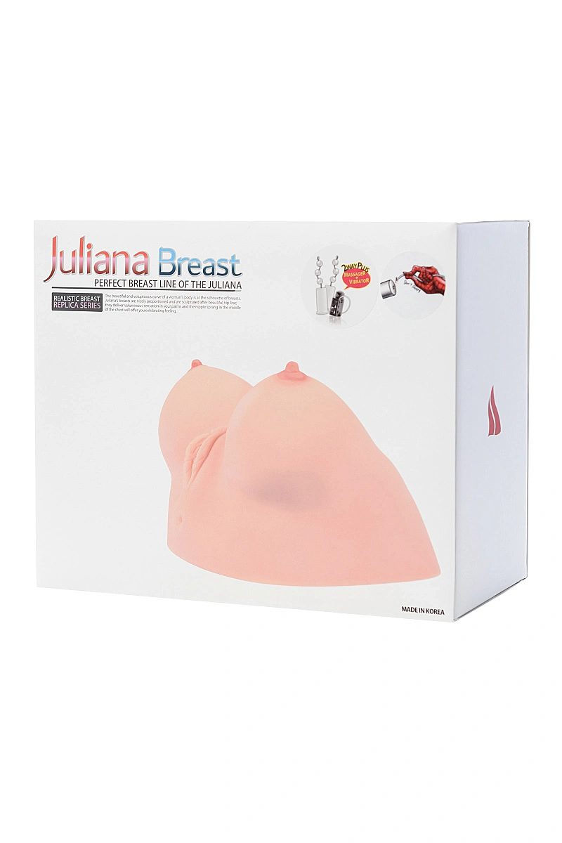 Мастурбатор реалистичный KOKOS Juliana Breast с вибрацией и ротацией, TPR, телесный, 20 см