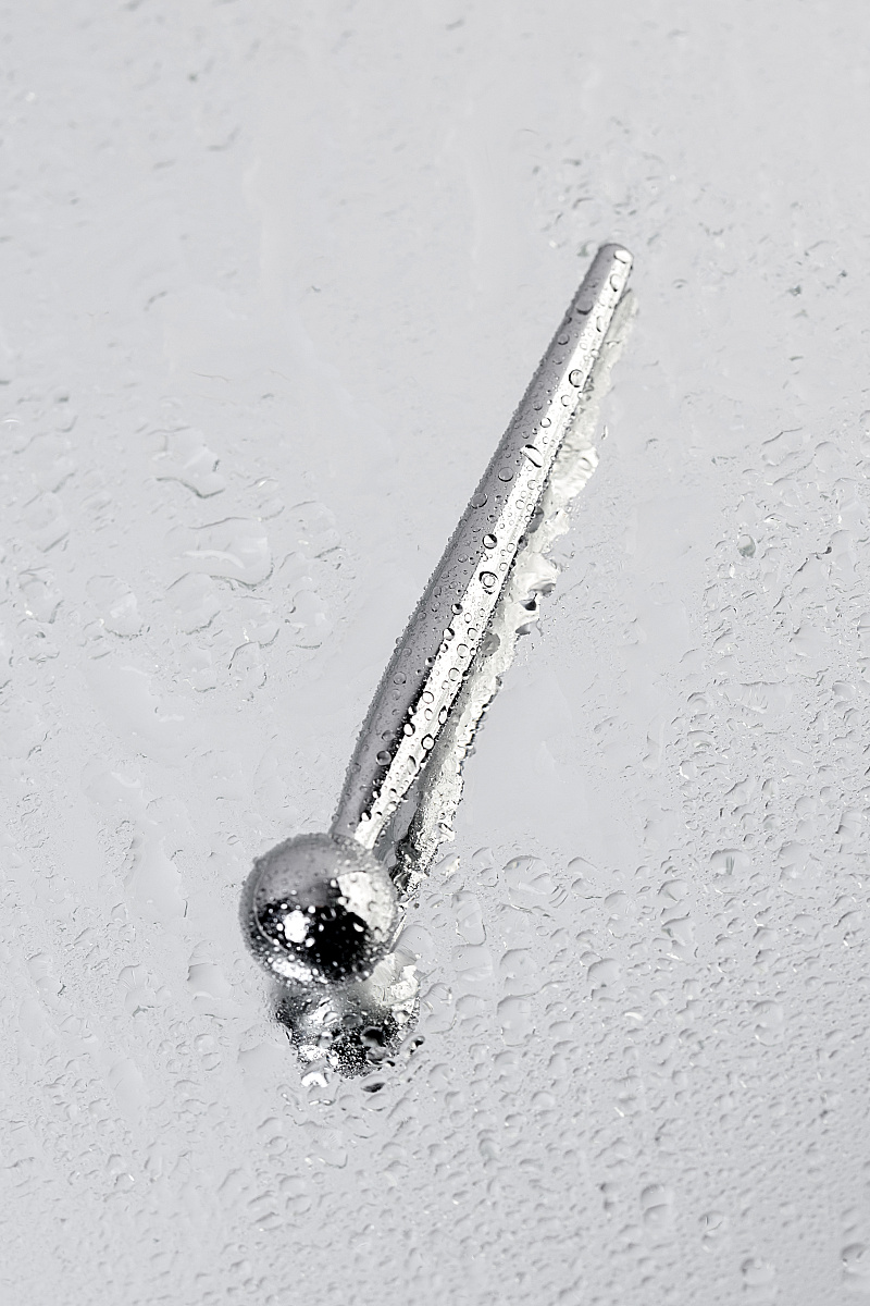 Уретральный плаг TOYFA Metal с ограничителем-шариком, серебряный