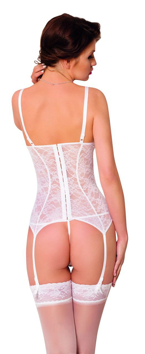 Корсет c пажами и стринги SoftLine Collection Karen, белый