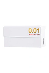 Презервативы Sagami, original 0.01, полиуретан, 17 см, 5,5 см, 10 шт.