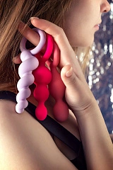 Набор анальных плагов Satisfyer Booty Call colored 3 шт, силикон, ассорти, 13,5 см