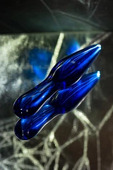 Двусторонний фаллоимитатор Sexus Glass, стекло, синий, 17,5 см
