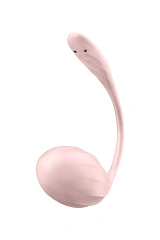 Виброяйцо Satisfyer Ribbed Petal Connect App с пультом ДУ, розовое, 7,8 см