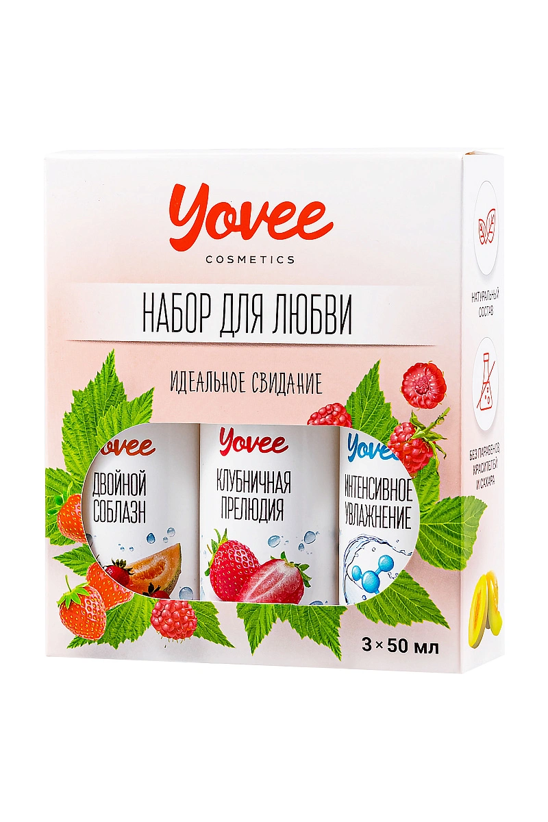 Набор гелей-смазок Yovee для любви (721004+721008+721052), вкус(клубн+клубн/дыня)+увл(гиалур),3х50мл