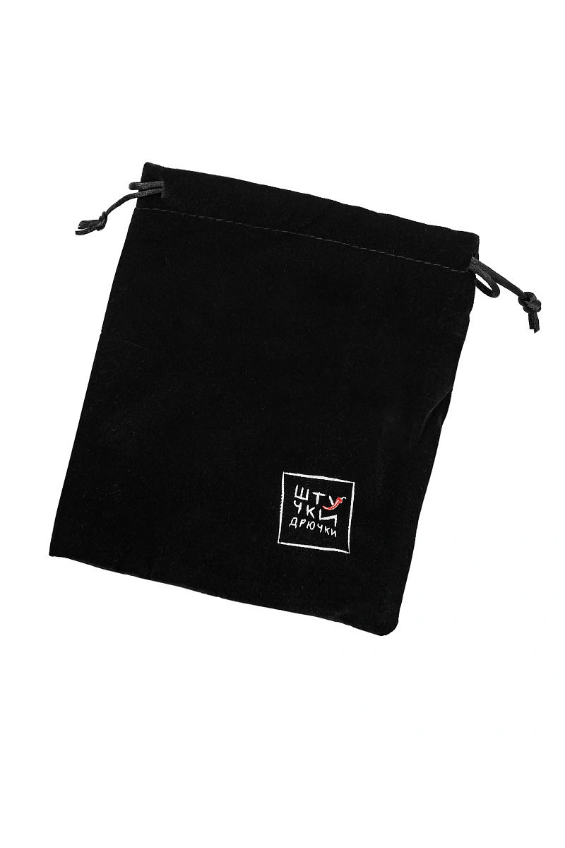 Мешочек бархатный с логотипом "Штучки-Дрючки", черный, 13*15