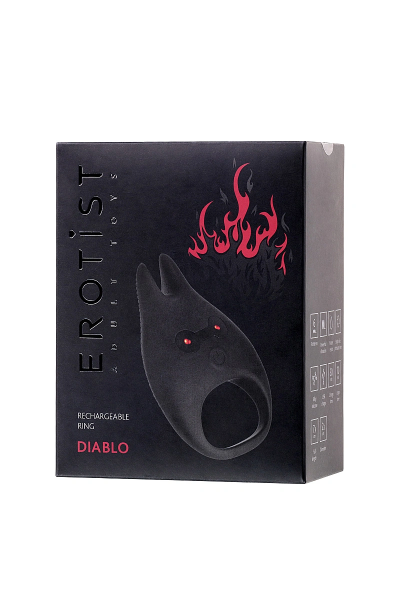 Виброкольцо Erotist Diablo, силикон, черный, 7,9 см, Ø 2,6 см