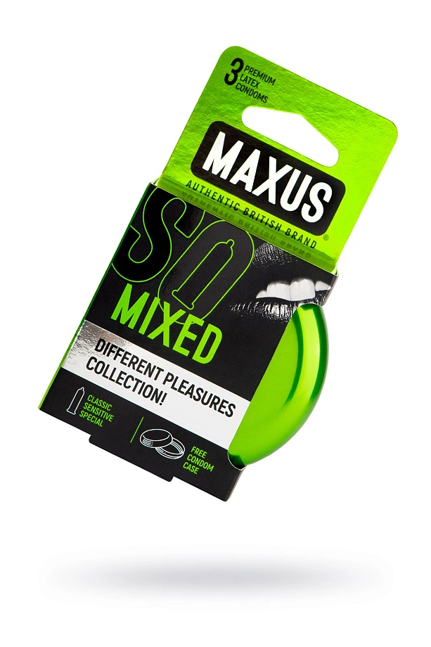 Презервативы Maxus Mixed, набор, латекс, железный кейс, 3 шт.
