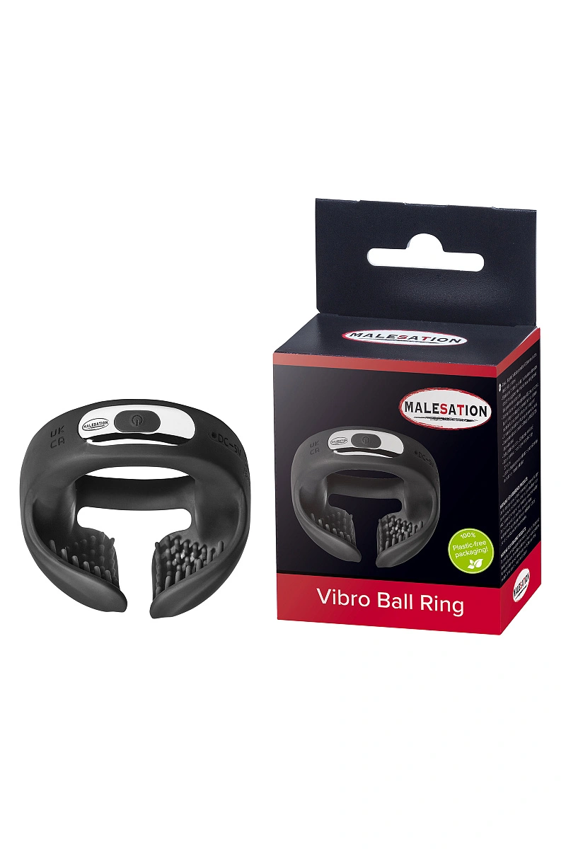 Эрекционное виброкольцо для пениса и мошонки MALESATION Vibro Ball Ring, силикон, черный