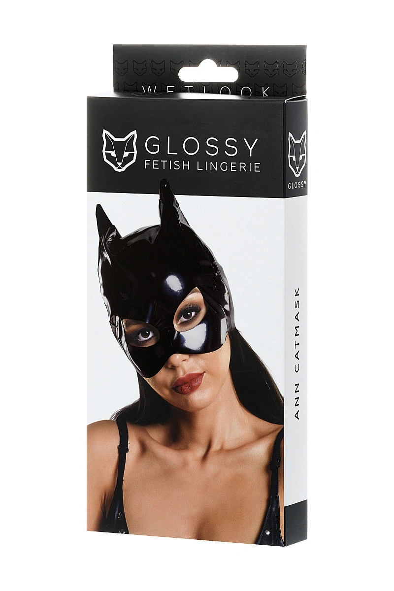 Маска кошки Glossy ANN из материала Wetlook, черный, OS