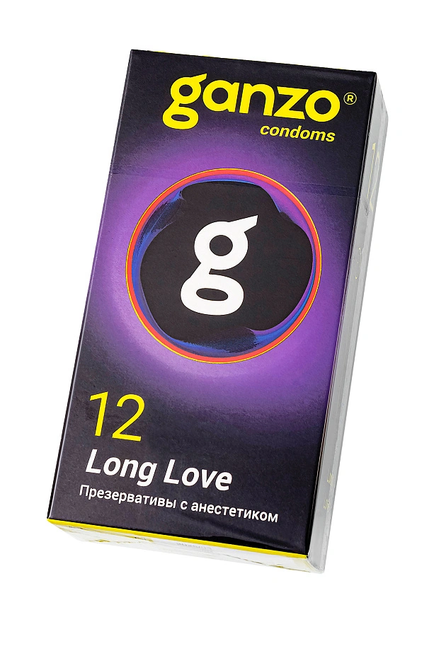 Презервативы Ganzo, Long Love,с анастетиком, латекс,18 см, 5,2 см, 12 шт.