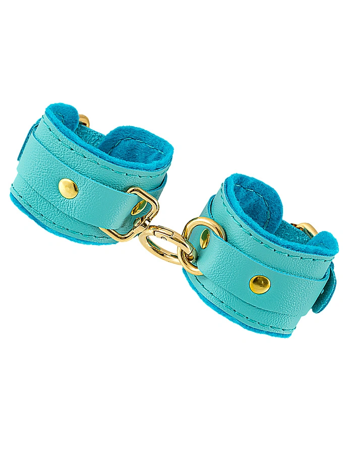 Наручники-браслеты «МИНИ», двуслойный, оригинальная сцепка, натуральная кожа, голубой, Pecado