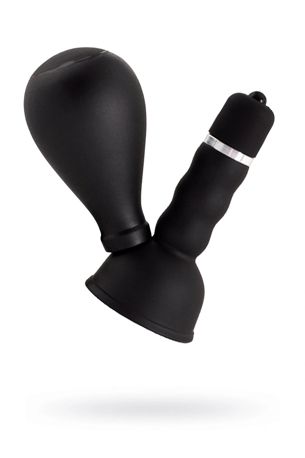 Вибромассажер для сосков Black & Red by TOYFA с грушей, ABS пластик, чёрный, 8,2 см