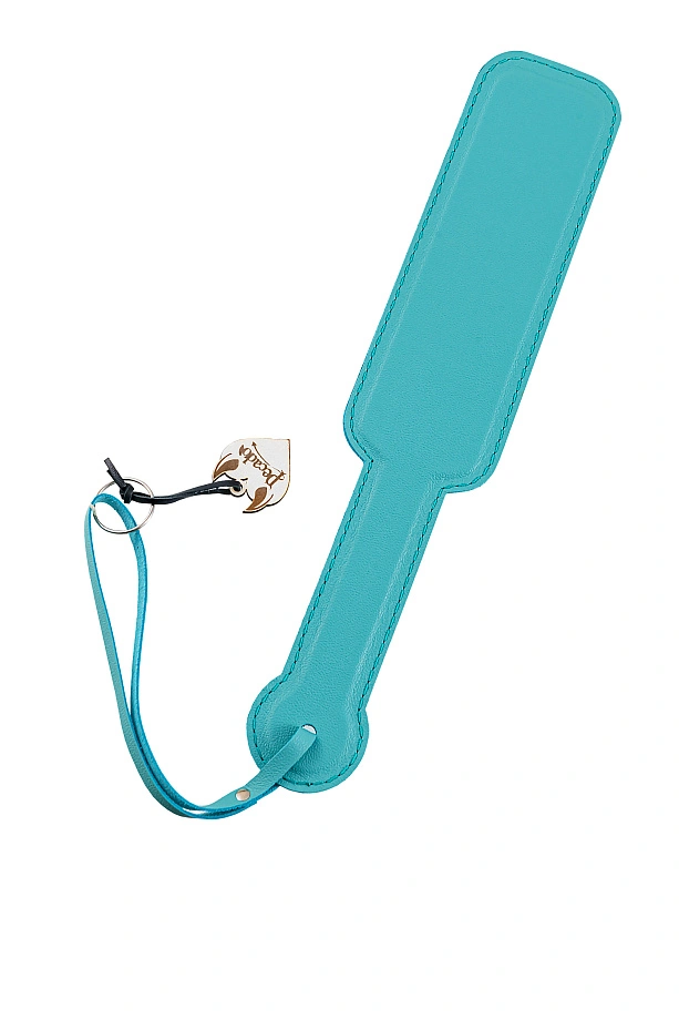 Паддл Pecado BDSM, твердый, натуральная кожа, пластик, голубой