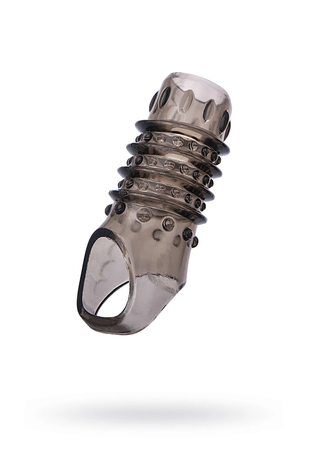 Насадка на член сквозная XLover by TOYFA, TPE, черный прозрачный, 10,5 см