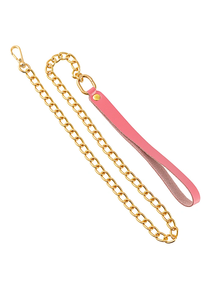 Поводок с карабином для ошейника, натуральная кожа, розовый, Pecado