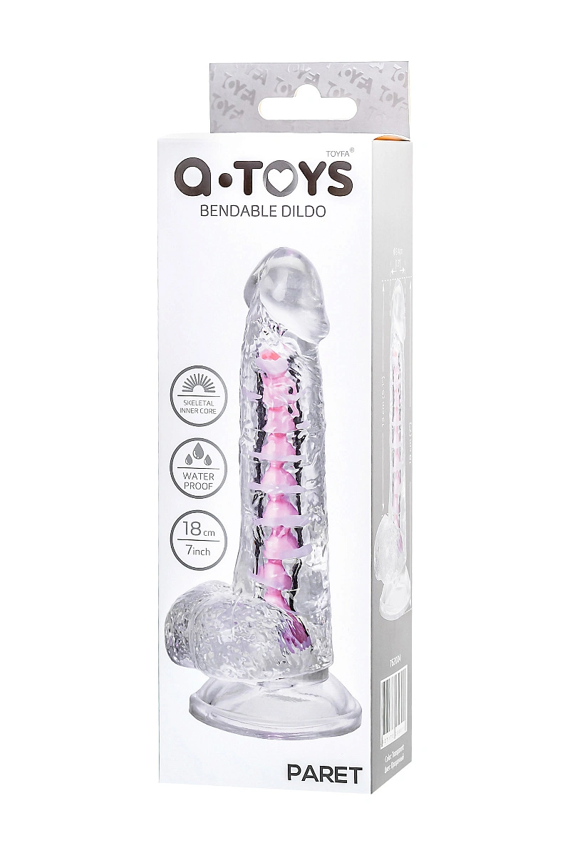 Гибкий фаллоимитатор A-Toys by TOYFA Paret, TPE, прозрачный, 18 см