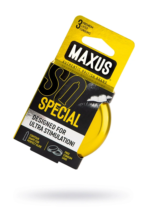 Презервативы Maxus Special, точечные, латекс, ребристые, железный кейс, 3 шт.