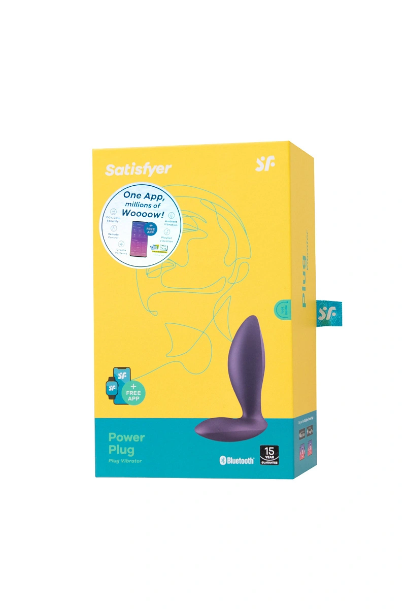 Анальный вибратор Satisfyer Power Plug Connect App, силикон, фиолетовый, 11,3 см