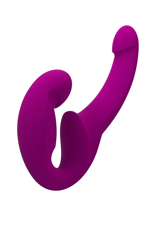 Анатомический безремневой страпон Fun Factory SHARE LITE, силикон, малиновый