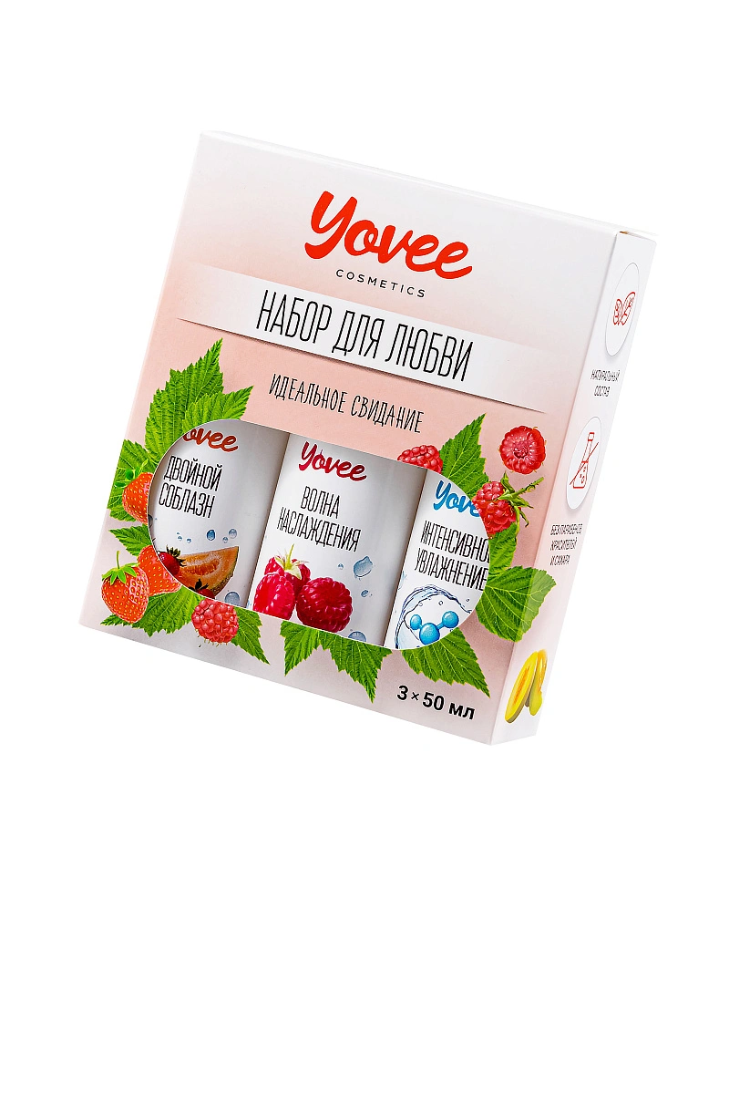 Набор гелей-смазок Yovee для любви (721002+721008+721052), вкус(малин+клубн/дыня)+увл(гиалур),3х50мл