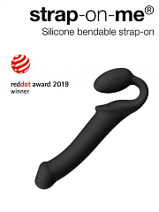 Безремневой нереалистичный страпон Strap-on-me, L, силикон, черный, 25 см