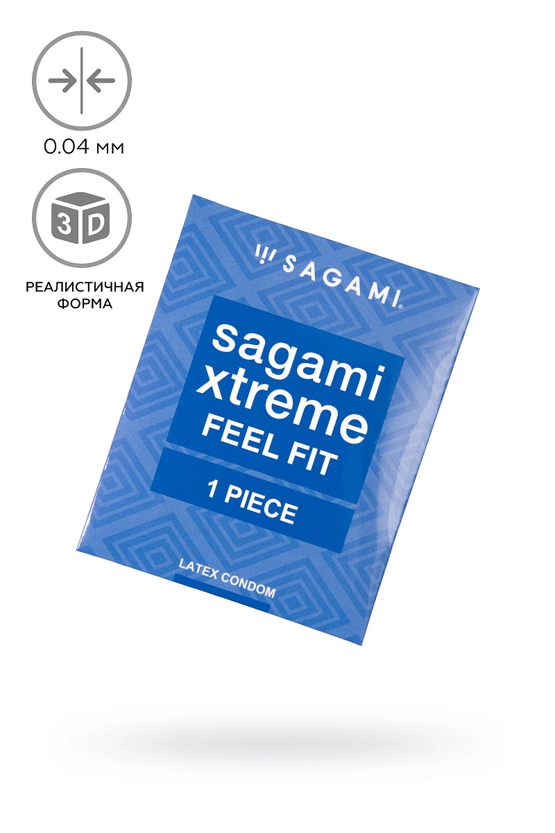 Презервативы Sagami, extreme, feel fit, гладкие, 19 см, 5,1 см, 1 шт.