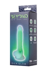 Фаллоимитатор, светящийся в темноте, Beyond by Toyfa Dick Glow, силикон, прозрачный, 18 см