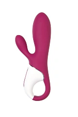 Вибратор с клиторальным стимулятором и подогревом Satisfyer Hot Bunny Connect App, бордовый, 17,5 см