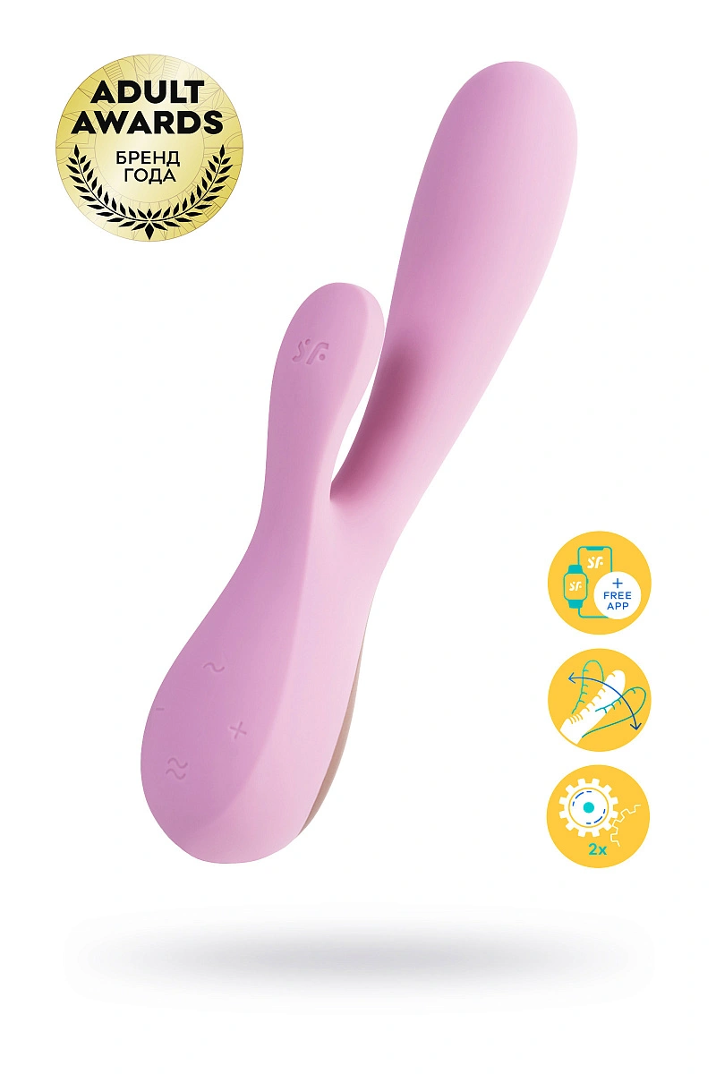 Нереалистичный вибратор Satisfyer Mono Flex Connect App, силикон, розовый, 20,4 см.