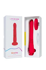 Пульсатор Gravity Lovense TPE, красный, силикон, 25,9 см