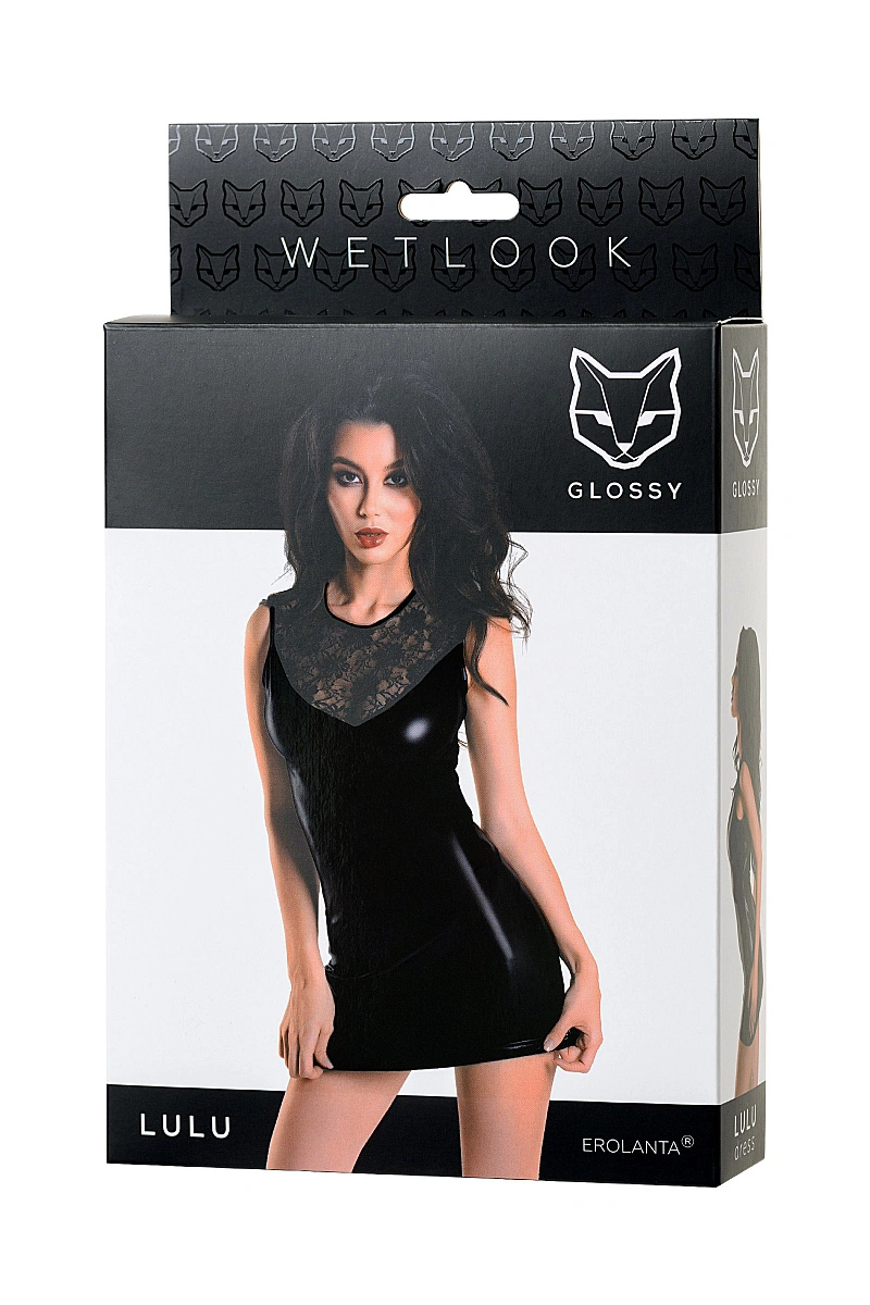 Платье Glossy Lulu из материала Wetlook, черное, S