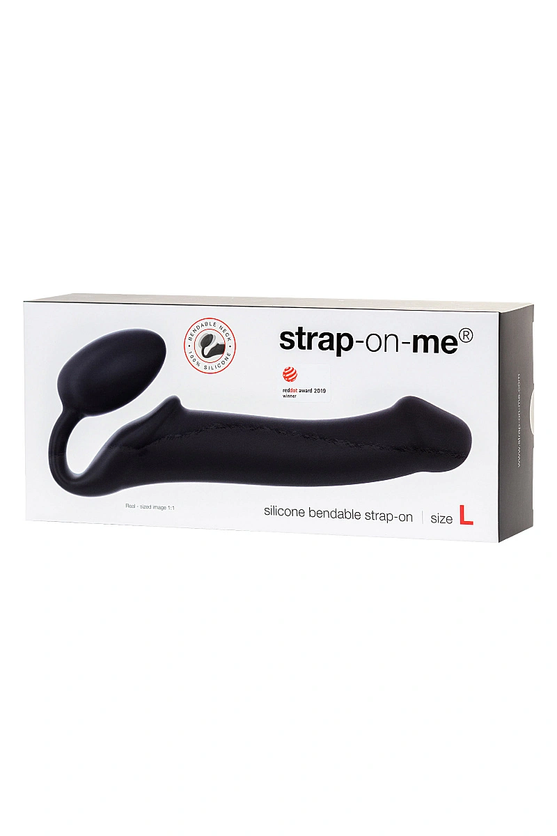 Безремневой нереалистичный страпон Strap-on-me, L, силикон, черный, 25 см