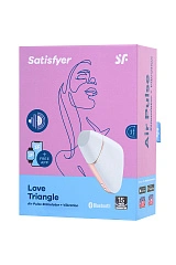 Вакуум-волновой стимулятор с вибрацией Satisfyer Love Triangle Connect App, силикон, белый, 8,8 см