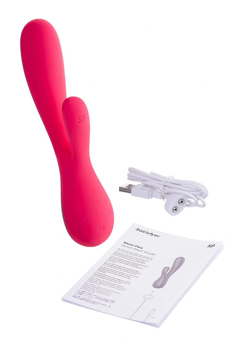 Нереалистичный вибратор Satisfyer Mono Flex Connect App, силикон, красный, 20,4 см.