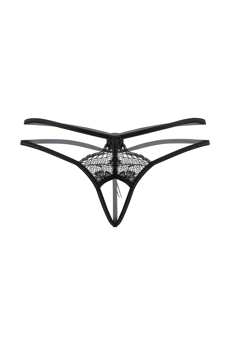 Стринги открытые с двойной резинкой SoftLine Collection, черный, S/L