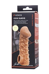 Насадка реалистичная KOKOS COCK SLEEVE 009-S с дополнительной стимуляцией, TPE, телесная, 13.8 см