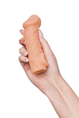 Насадка реалистичная KOKOS COCK SLEEVE 007-S с дополнительной стимуляцией, TPE, телесная, 13.8 см