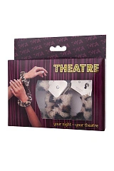 Наручники меховые TOYFA Theatre, искусственный мех, принт леопард, 28 см.