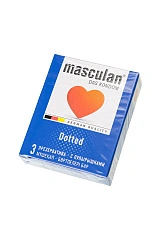 Презервативы Masculan, сlassic 2, doty, латекс, точечные, розовые, 19 см, 5,3 см, 3 шт.