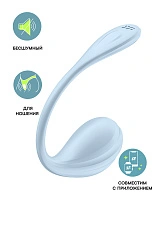 Виброяйцо Satisfyer Smooth Petal Connect App, голубое, 6,5 см