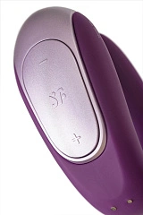 Стимулятор для пар Satisfyer Double Fun Connect App, с пультом ДУ, силикон, фиолетовый, 9 см