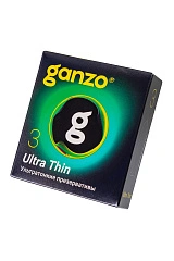 Презервативы Ganzo, ultra thin, ультратонкие, латекс, 18 см, 5,2 см, 3 шт.