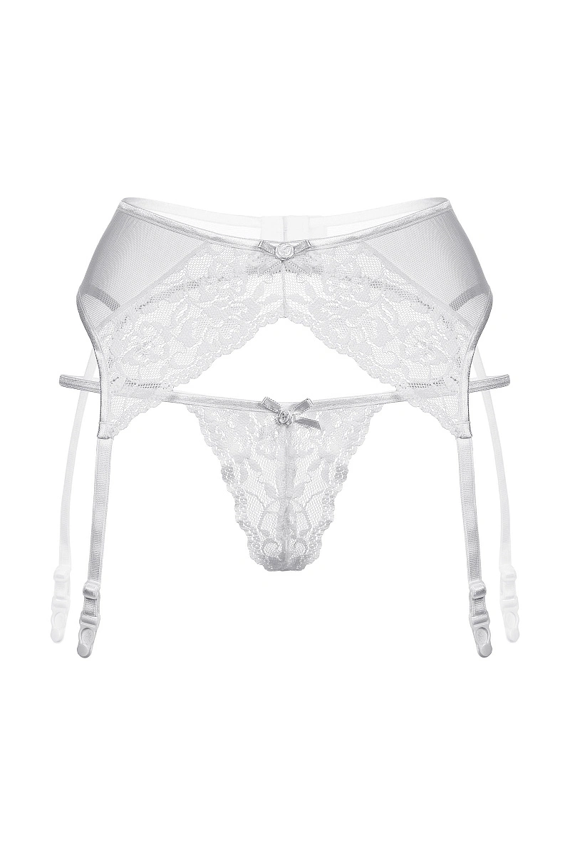 Пояс для чулок и стринги кружевные SoftLine Collection, белый