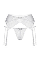 Пояс для чулок и стринги кружевные SoftLine Collection, белый