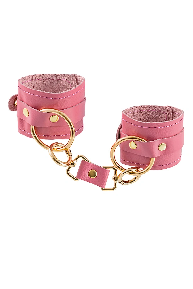 Наручники Pecado BDSM, прямоугольные, однослойные, натуральная кожа, розовый