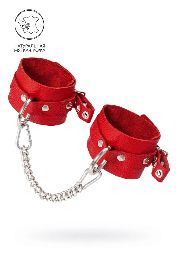 Оковы Pecado, мягкие с люверсами, натуральная кожа, красные