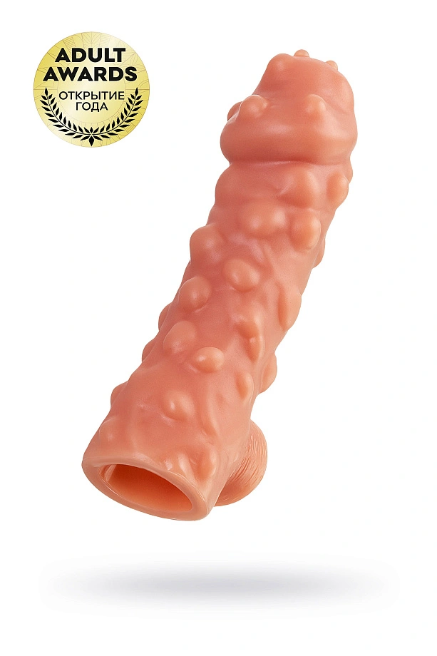 Насадка KOKOS реалистичная с дополнительной стимуляцией, TPE, телесная, 17.6 см